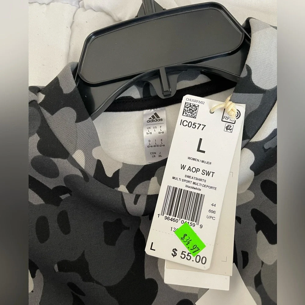 Adidas Black and Grey Camo Sweatshirt. Size Large - Picture 5 of 8